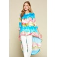 thumbnail image 3 of Tie-dye Venechia High Low Fashion Top With 3/4 Sleeves, 3 of 5