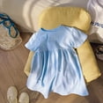 thumbnail image 3 of DHFJKG Dresses Girls Summer Casual Dress Short Sleeve O-Neck Solid Color Elastic Waist For Toddler To Kids Age 2-11 Lightweight Breathable Daily Wear Cute Sundress, 3 of 3