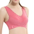 thumbnail image 2 of ReducePrice! Azrian Bra,Large Size Ladies'Plain Color Front Cros Side Lace Sports Bra,Full Cup Bra Vest,Top /Pink 4(S), 2 of 7