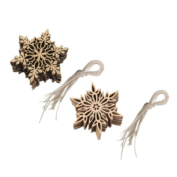 20 unids cutre corte láser adornado con madera santa copo de nieve árbol de Navidad decoración