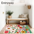 thumbnail image 3 of ODIKA 6'x9' Machine Washable Non-Slip Area Rug, Artisan Crochet Blossom Patch Handicraft Festive Sofa Display High Traffic Rug with Pad, Green, 620794, 3 of 8