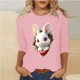 thumbnail image 1 of Xuyuer Ladies' Easter Print Round Neck Three Quarter Sleeve 3/4 Sleeve T-shirt Loose Tops Casual Loose Fit Crewneck T Shirts Tunic Tops, 1 of 5