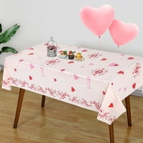 sruoe Tablecloth, 54 X 108in Valentine's Day Love Tablecloth, Waterproof Machine Washable Foldable Pink Rectangle Tablecloths, Table Cloth for Dining, Home, Party Decor, Plastic