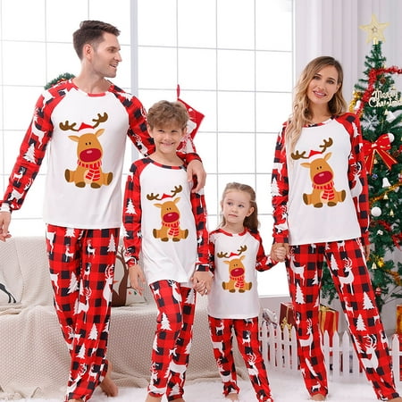 

Verugu Christmas Pajamas for Family Matching Christmas Pajamas Set Classic Xmas Print Pjs Sleepwear Sets Xmas Pajamas Gift for Kids Funny Holiday Sleepwear Baby 12-18 Months