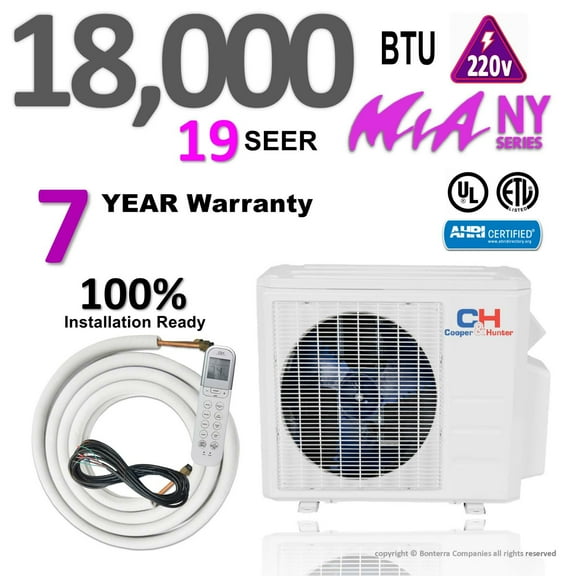Cooper & Hunter 18000 BTU Mini Split Air Conditioner Heat Pump Ductless 18 Seer