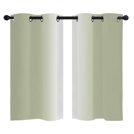 Sage Green Ombre Blackout Curtains 39 Inches Long Modern Abstract Gradient Minimalist Thermal Insulated Room Darkening Drapes with Grommets for Living Room 27.5 W x 39 L 2 Panels