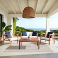 thumbnail image 2 of Safavieh Nunzio 4-Piece Eucalyptus Wood Outdoor Set in Teak Brown and Beige, 2 of 13