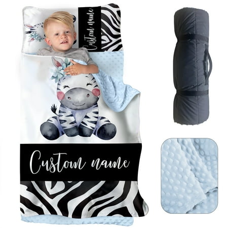 AOLOA Personalized Toddler Nap Mat for Daycare Custom Name Kids Sleeping Bag with Pillow and Blanket for Preschool Kindergarten Cute Zebra Design Nap Mats Easy Carry AOLOA Personalized Toddler Nap Mat for Daycare Custom Name Kids Sleeping Bag with Pillow and Blanket for Preschool Kindergarten Cute Zebra Design Nap Mats Easy Carry