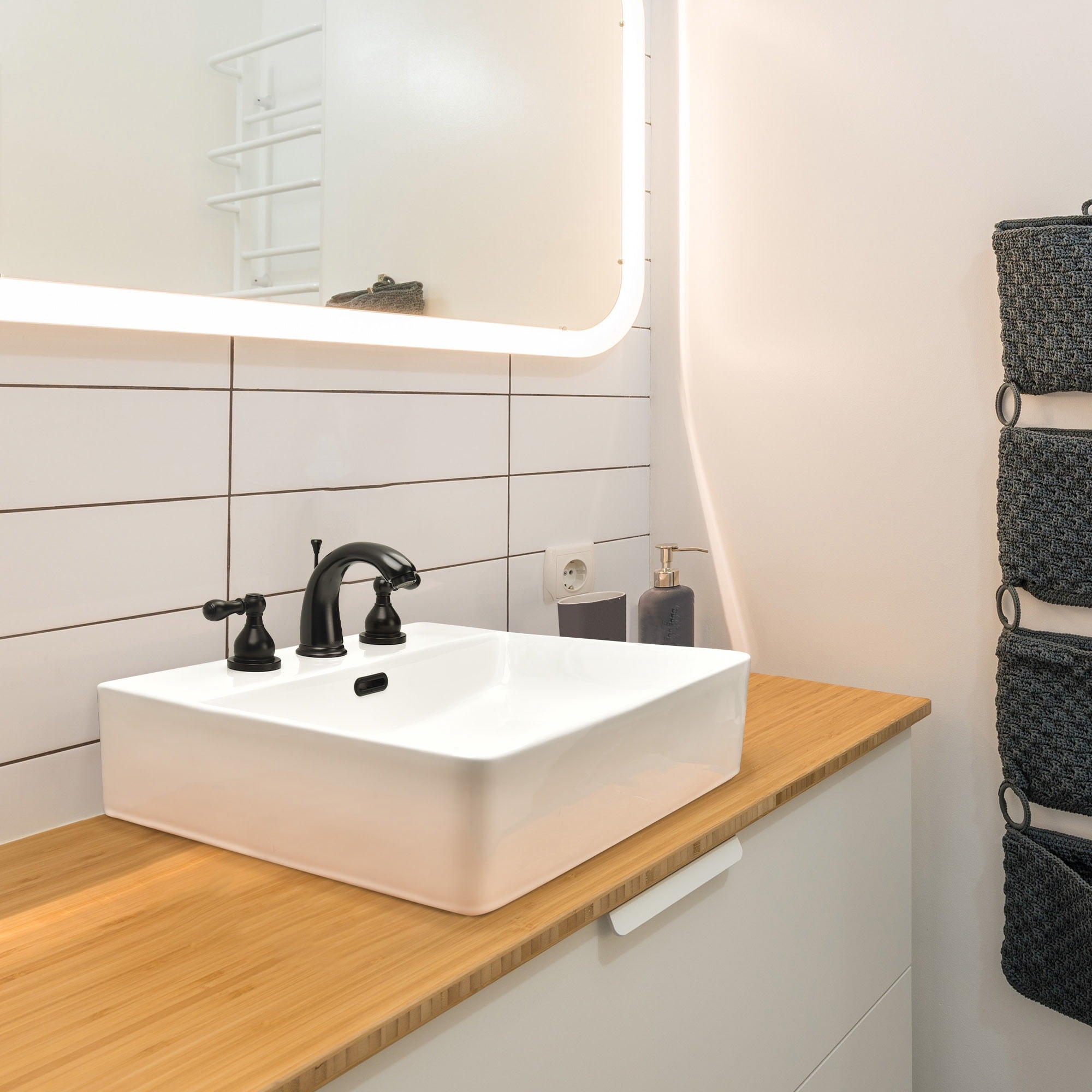 Aquaterior 20" Rectangle Bathroom Vessel Sink White Procelain Above Counter Ceramic Basin
