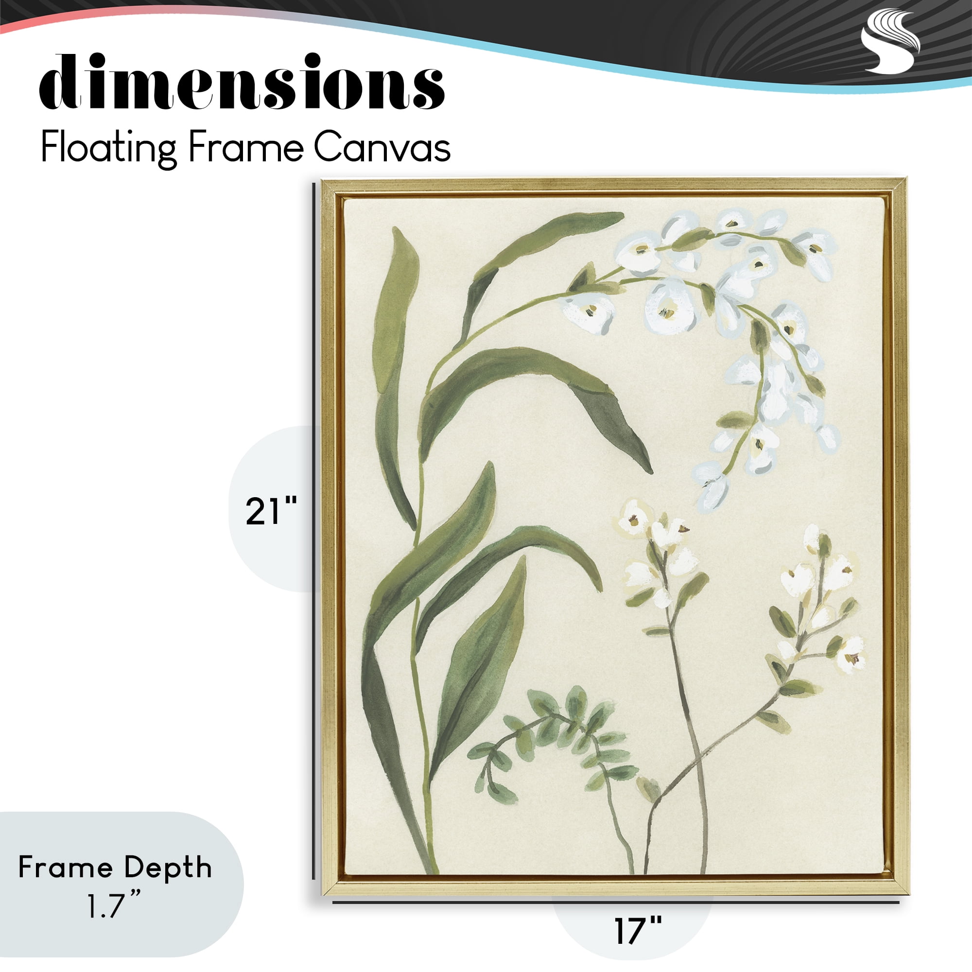 Stupell Industries Soft Snowdrop Stems Gold Framed Floater Canvas Wall Art, design by June Erica Vess