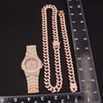 thumbnail image 5 of Men Hip Hop Luxury Micro Pave Cubic Zirconia Miami Cuban Watch set Necklace bracelet Iced Out Cool 18k Layered real gold Plated - Rose Gold #58, 5 of 5