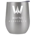 thumbnail image 1 of Justice League Movie Official Wayne Aerospace 12 OZ Stemless Wine Tumbler, Stainless Steel Travel Cup|Lake Tumbler|Insulated with Leak Resistant Slide-Lock Lid, Stainless Steel, 1 of 1