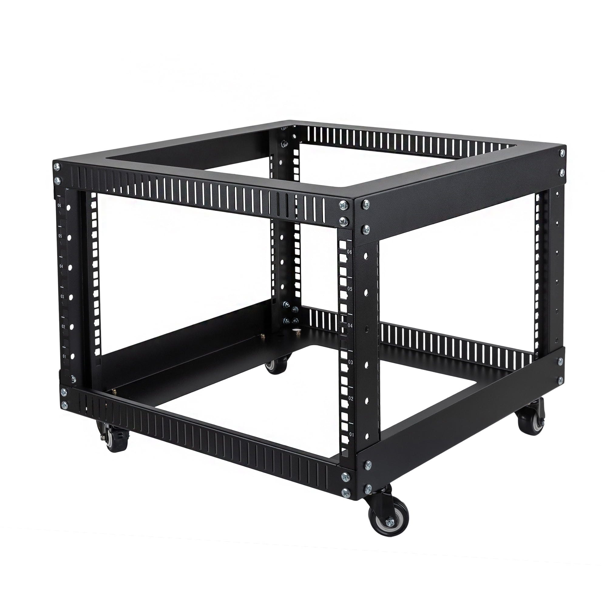 RIVECO 6U Open Frame Server Rack with Wheels- Heavy Duty 4 Post Quick ...