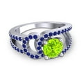 thumbnail image 3 of 2.50 T.C.W Round Cut Peridot & Blue Sapphire Gemstone Stunning Anniversary Ring for Women Solid 18K White Gold Size 9 by Diamond-Capitals, 3 of 8