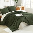 thumbnail image 3 of Juego completo de edredón Litanika, verde oliva oscuro, con 2 fundas de almohada, 3 of 6