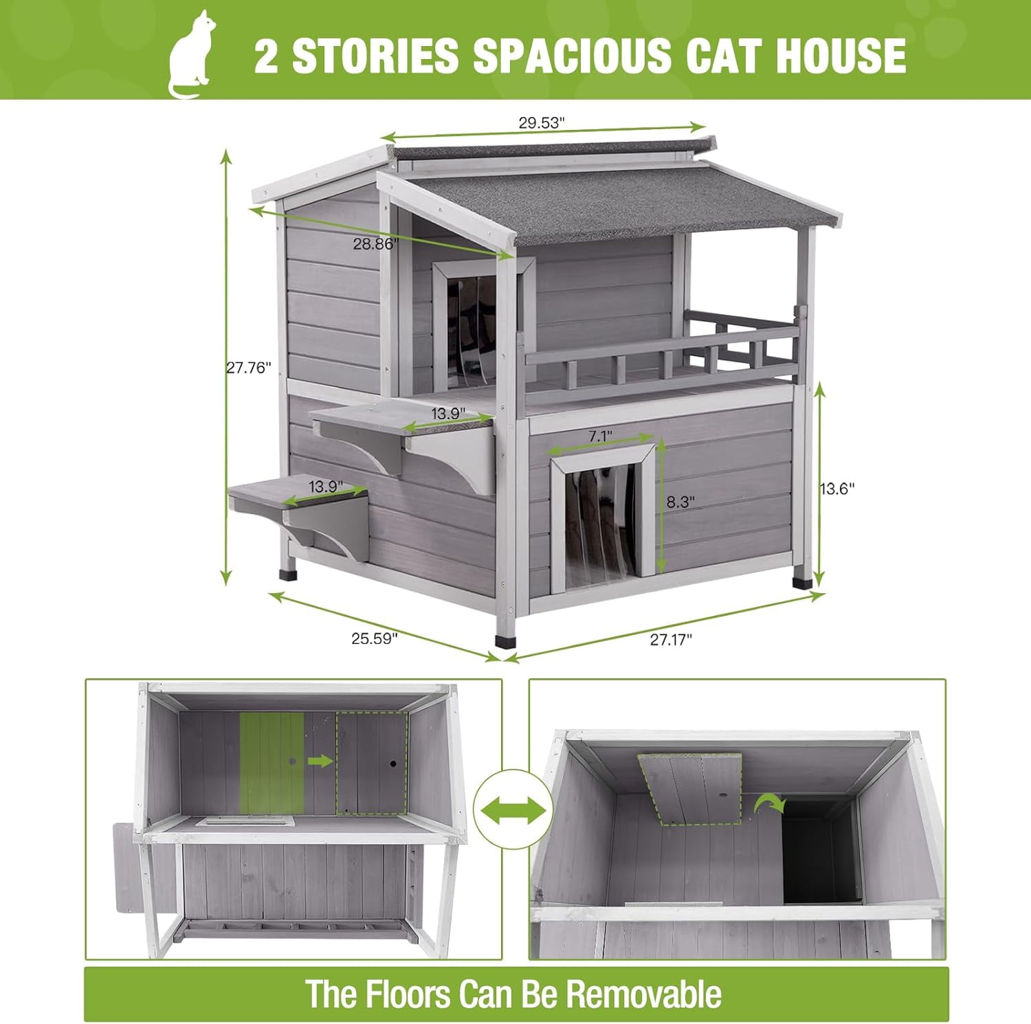 MEDEHOO Cat House Outdoor Kitty Shelter Waterpfoor for Winter, Indoor & Outdoor Use