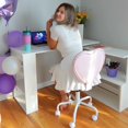 thumbnail image 3 of Resenkos Heart Love Shaped Back Design Office Chair With Adjustable Height, 360-Degree Rotating Wheels, Assembly Required, Linen, Pink, 3 of 8