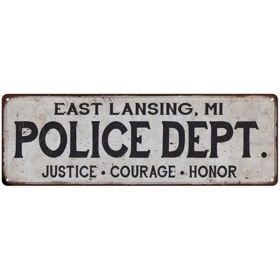 EAST LANSING, MI POLICE DEPT. Home Decor Metal Sign Gift 6x18 206180012781