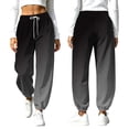 thumbnail image 5 of Hueook Cargo Pants Women Jogger Hiking Lounger Wide Leg Fall Casual Cropped Barrel Pant with Pockets Black M, 5 of 9