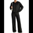 thumbnail image 2 of Conjuntos de Salón para Mujer, Pijamas de 2 Piezas A Juego, Moda de Otoño, Conjuntos de Punto Acanalado, Chándales Casuales de Larga Negro M, 2 of 9