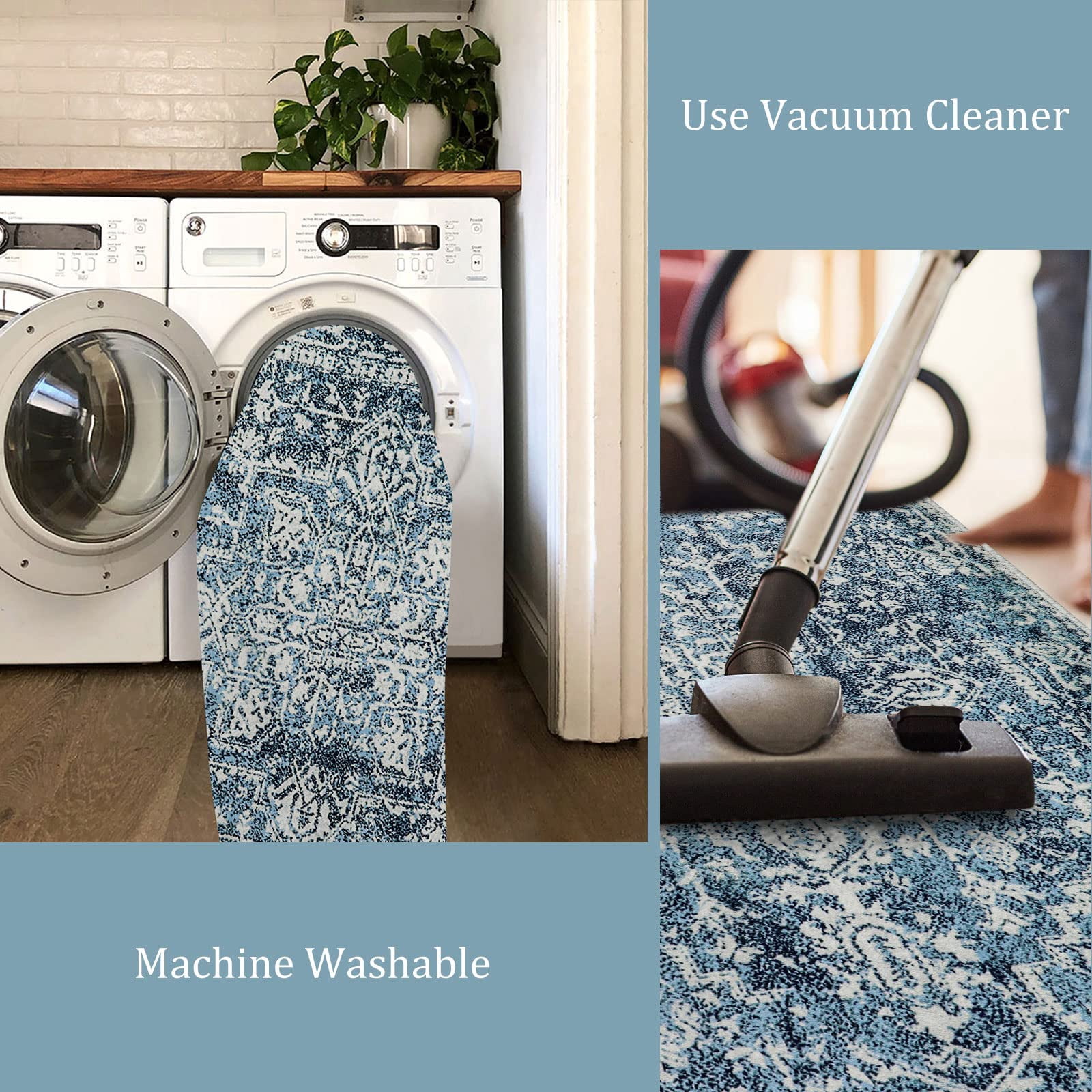 Wonnitar Vintage 3x5 Rug, Washable Rug Runner for Hallways Non-Slip, Traditional Non-Shedding Entryway Mat Soft Carpet for Bathroom Foyer Bedroom