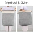 thumbnail image 4 of Laundry Basket with Handles Linen Laundry Hampers for Laundry Storage Baskets Built-in Lining with Detachable Brackets Well-Holding Foldable Laundry Bags for Clothing Organization Gray, 4 of 6