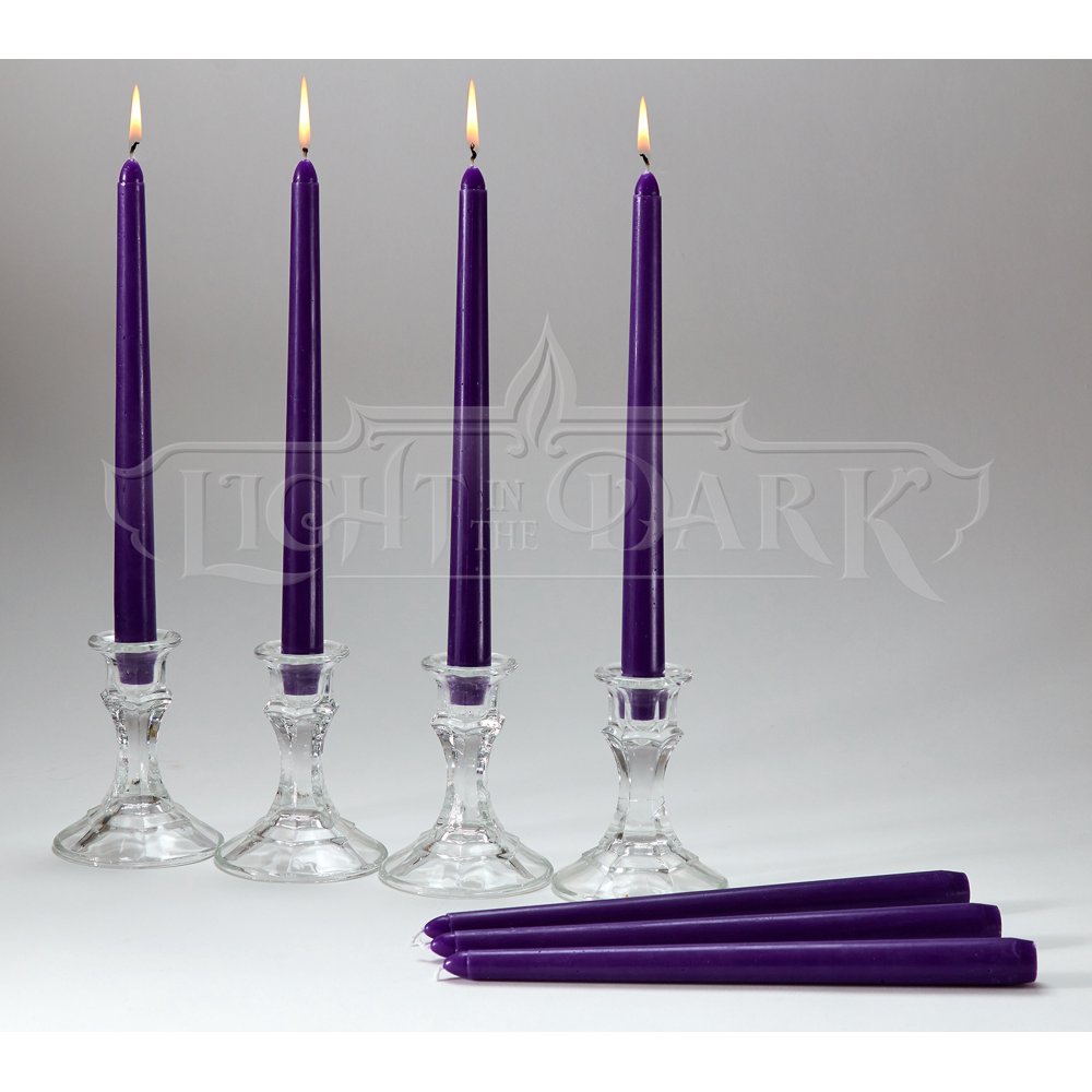 14 Purple Taper Candles 12 Inch Tall 3/4 Inch Thick Burn 10 Hours