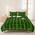 thumbnail image 3 of Quilts Full Size Bedding Set, Green Football Field Lightweight Quilted Comforter, Modern Balls Sport Games Match Soft Reversible Bedspread Coverlet with Pillow Covers for All Season, 78" x 90", 3 of 9
