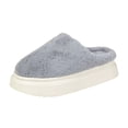 thumbnail image 2 of IEMIEMIEM Womens Slippers Thick Platform Fluffy Fuzzy Closed Toe Slide Soft Warm Plush Slip On House Slippers Non Slip Rubber Sole Indoor Bedroom Winter Slippers Gray 5.5-6.5 Wide, 2 of 7