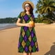 thumbnail image 4 of Balery Mardi Gras Shiny Green Purple Vestidos sueltos de manga corta para mujer, vestidos de verano 2025, vestidos casuales de corte A con vuelo., 4 of 6