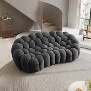 99 Bubble Couch Modern, Oversized Curved Couches, Lazy Floor Sofa, Dark Gray Bubble Couch,Modern Upholstered Comfy Mesh Fabric 3D Honeycomb Shape Couches for Living Room,Office,Apartment,3-Seater