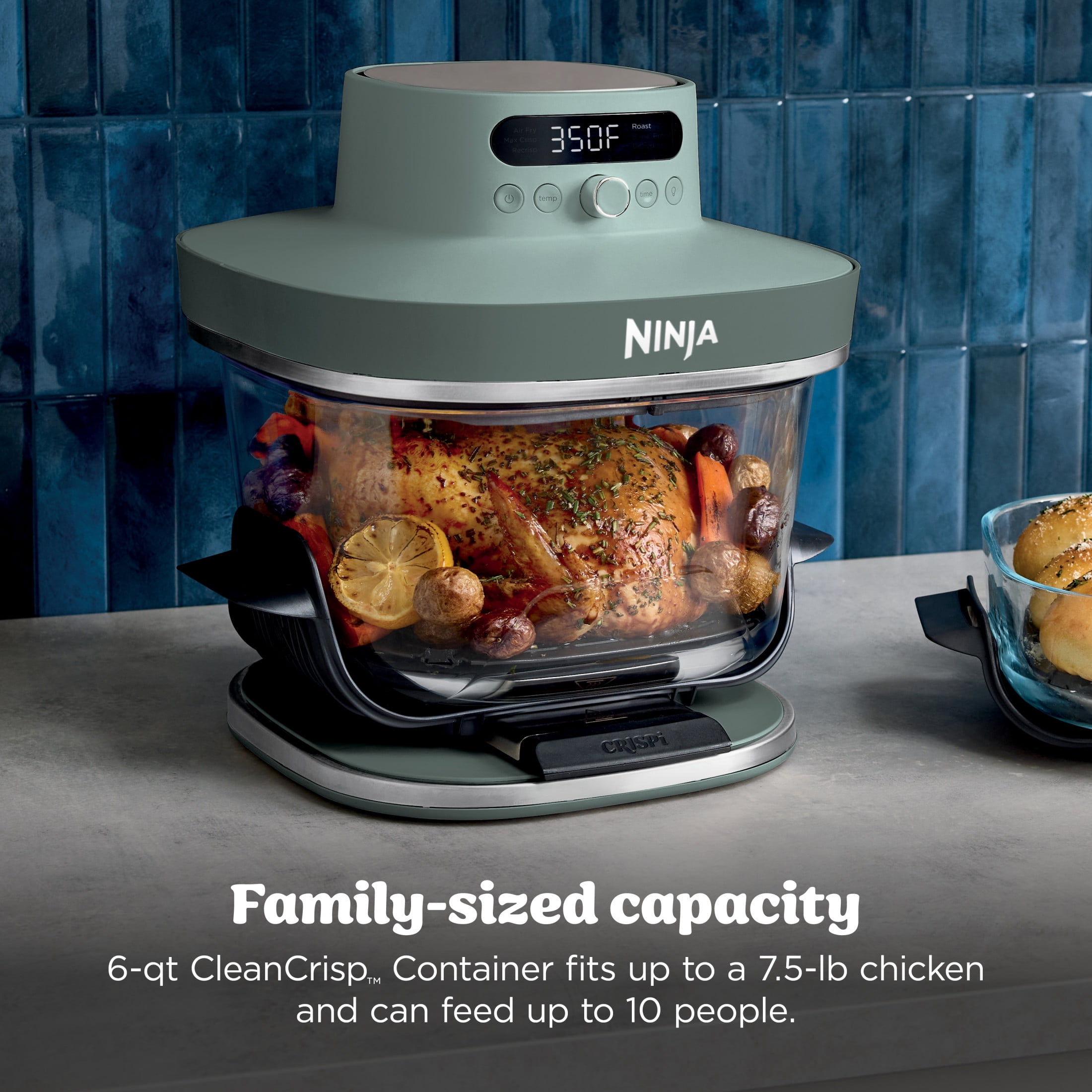 Ninja Crispi Pro Glass Air Fryer 6-Qt & 2.5-Qt, 6-in-1, Air Fry, Bake, Dehydrate, Dishwasher Safe, AS101DG Gray