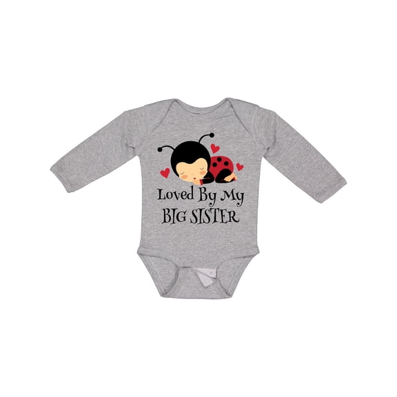 Inktastic Little Sister Ladybug Girls Long Sleeve Baby Bodysuit