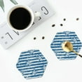 thumbnail image 4 of Lsque Ocean on Striped Pattern 4" Drink Coasters Set of 4, PVC Leather Absorbent Coasters, Table Coaster Set Decorative Coffee Cup Coasters Housewarming Gift -Hexagon, 4 of 6