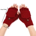 thumbnail image 2 of 1 Pair Thickened Windproof Solid Color Autumn Winter Knitting Mitten Half Finger Gloves Touch Screen Gloves Warm Gloves BLUE, 2 of 7