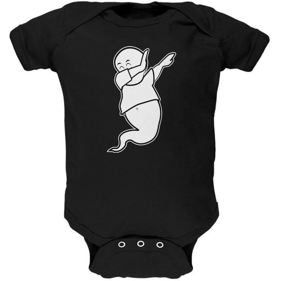 Halloween Dabbing Ghost Soft Baby One Piece Black 3-6 M
