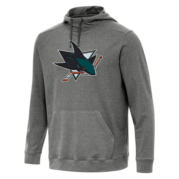 Men's Antigua Heather Black San Jose Sharks Cloud Pullover Hoodie
