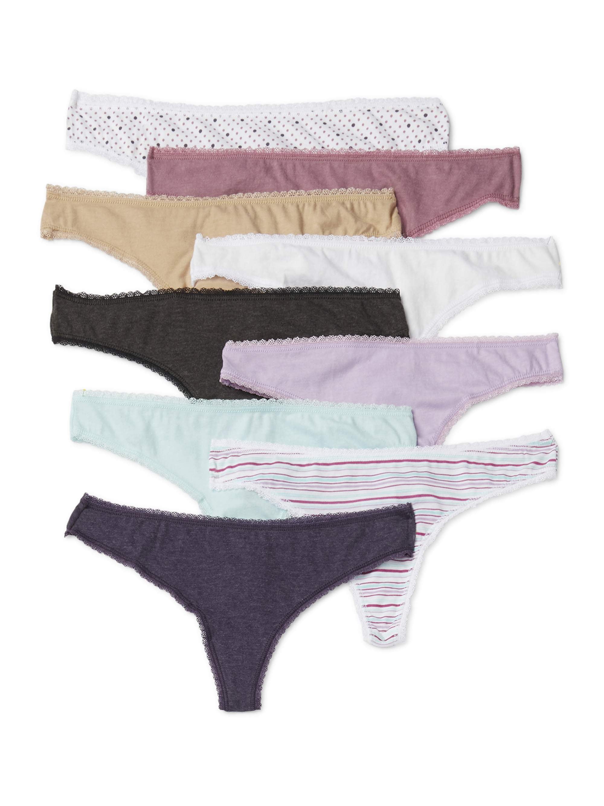 Secret Treasures Secret Treasures Women's Thong Panties, 9Pack