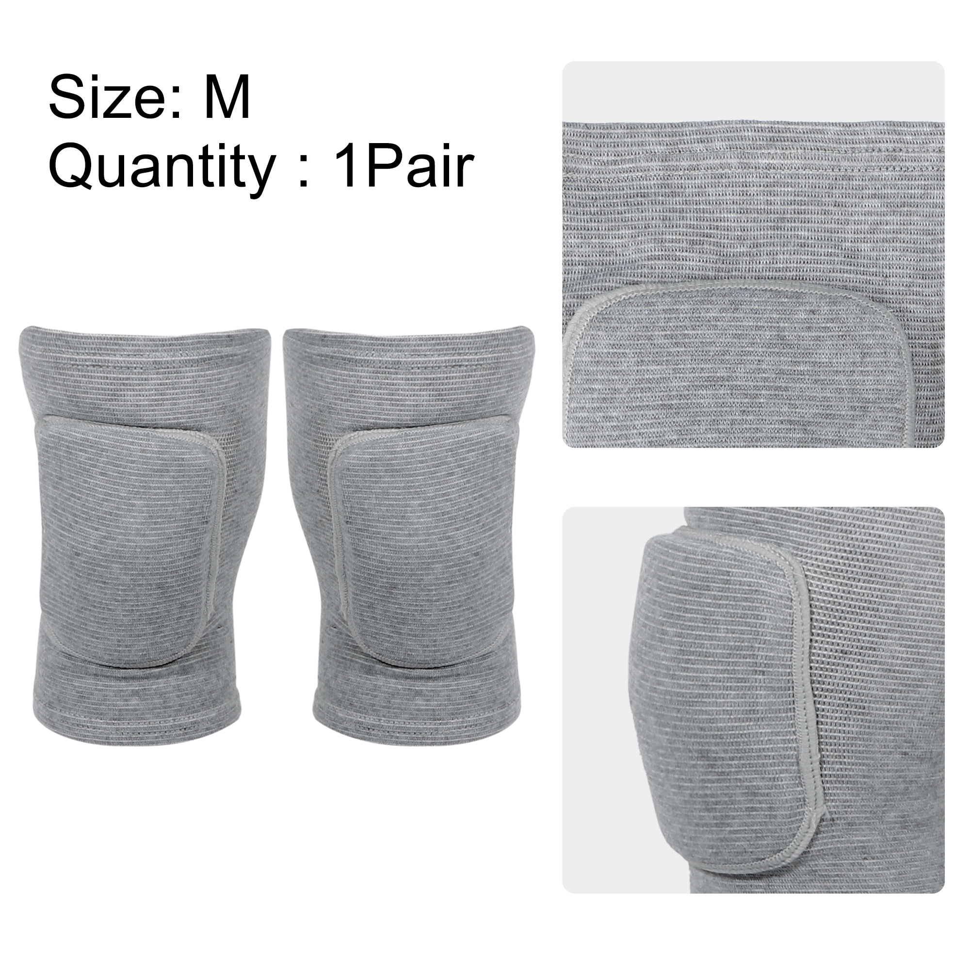 Unique Bargains 1 Pair Knee Brace Protection Sponge Knee Pads Knee Support Gray Size M