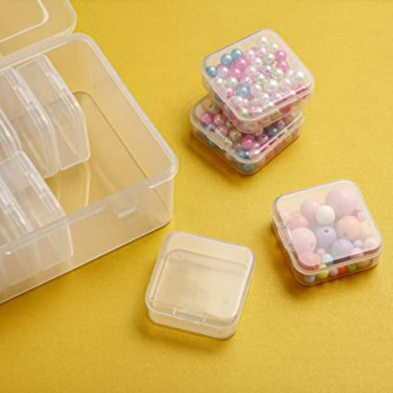 Aaomassr Small Plastic Box, 4.3 inch x 2.3 inch x 1.5 inch Stackable Mini Plastic Storage Box with Lid, Clear Plastic Organizer Container for Jewelry Beads