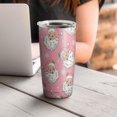 thumbnail image 4 of 20oz Tumblers Pink Christmas Santa Pattern Stainless Steel Vacuum Insulated Double Wall Travel Tumbler Cups Mug with Lid and Straw,Cleaning Brush for Cold & Hot Drinks, 4 of 7