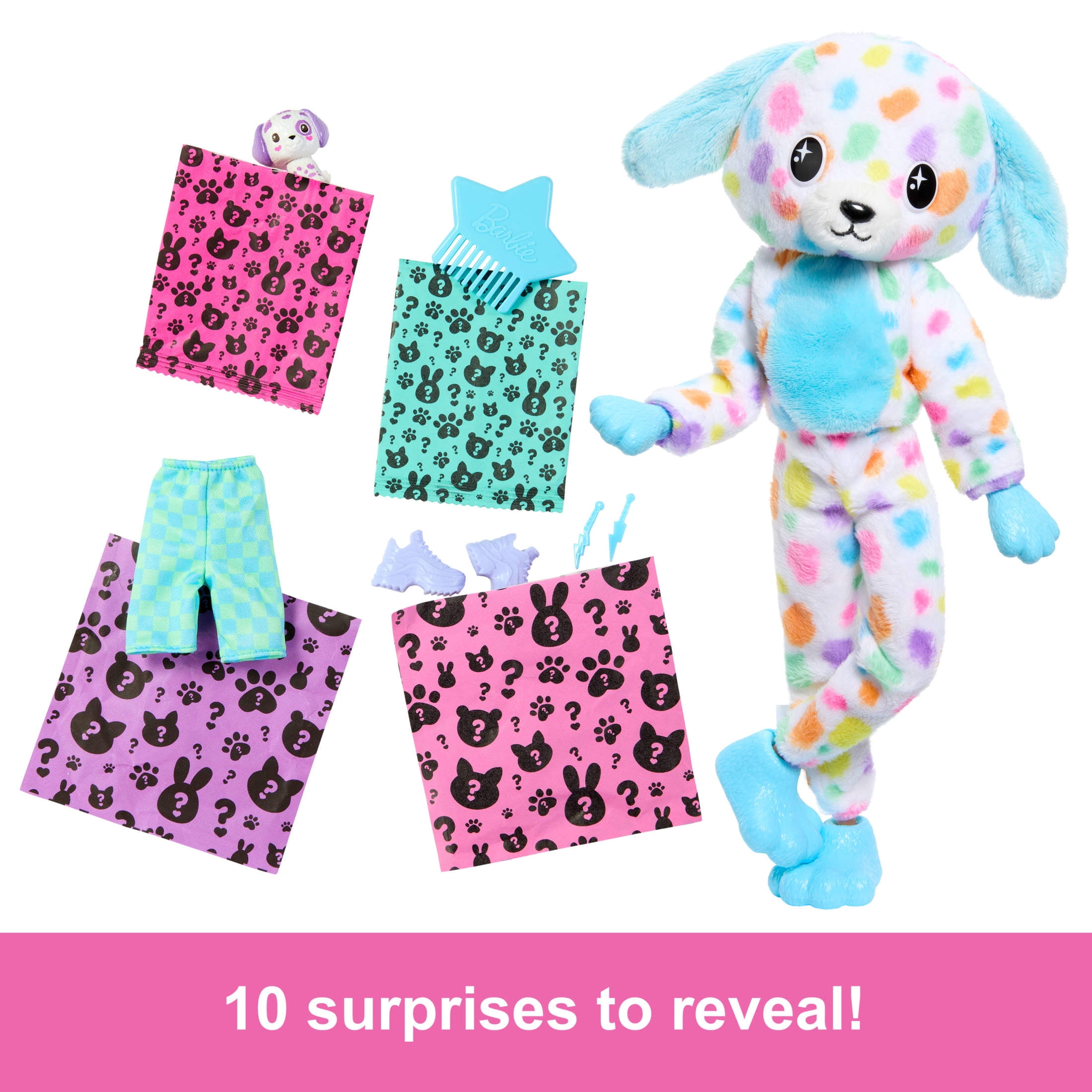 Barbie Cutie Reveal Doll, Dalmatian Costume & Accessories, Color Dream Series with 10 Surprises