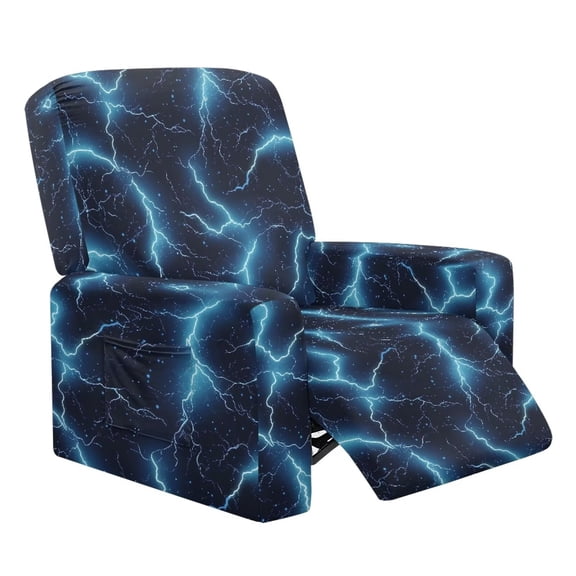 FUIALDOLG Blue Hunting Wood Recliner Slipcovers with Arms 4 Pieces Lazyboy Recliner Chair Cover Non Slip Recliner Slip Covers for Recliner Chair with Storage Pockets