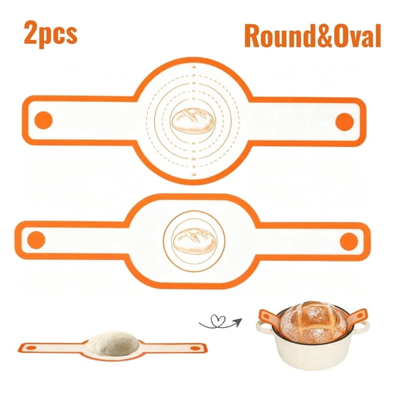 2Pcs Silicone Bread Sling Dutch Oven Liner, Non-Stick & Easy Clean Reusable Oval Silicone Bread Sling Baking Mat, Easy to Transfer Sourdough Bread