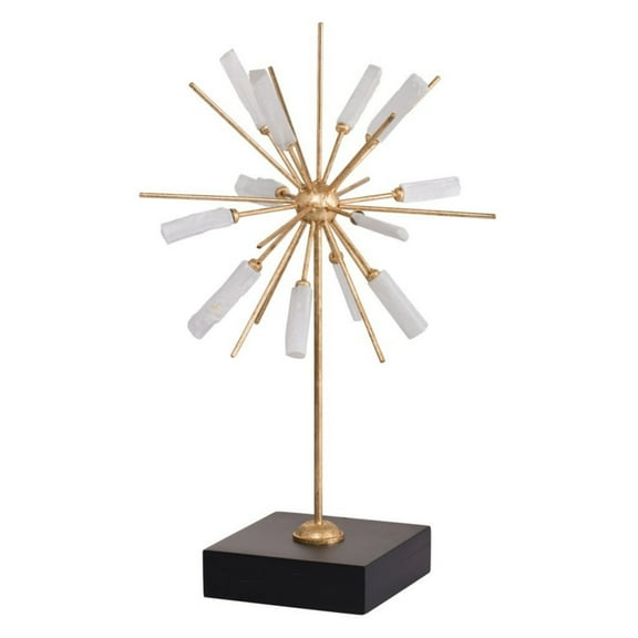 CC Home Furnishings Florrie Decoration with Base - 22.75" - Gold and White