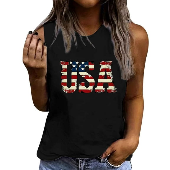 2025 Women's American Flag Tank Top - Vintage Patriotic July 4th Sleeveless Shirt | USA Basketball Fan Team Apparel