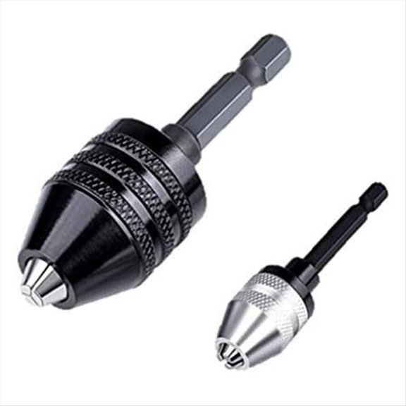 Drill Chuck Adapter-2Pcs Drill Chuck for Impact Driver,Drill Bit Adapter Keyless Chuck 1/4 Hex Shank (0.6-8mm,0.3-3.6mm)