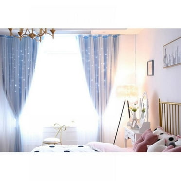 Forzero Romance Double-Deck Cloth & Blackout Floor-standing Curtain Star Hollow Curtain Drape, High Shading
