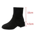 thumbnail image 4 of hopeusnice Round Toe Stretch Chunky Heel Ankle Boots Women Suede Fashion Boots for Street Style Black 35, 4 of 8
