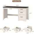 thumbnail image 2 of Vabches 55" W Executive Desk with 3 Drawers, Farmhouse Home Office Desk with File Cabinet and 2 Drawers, Wooden Workstation for Work Study Writing, 2 of 7